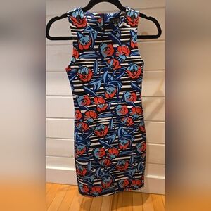 Topshop Blue and Red Patterned Dress